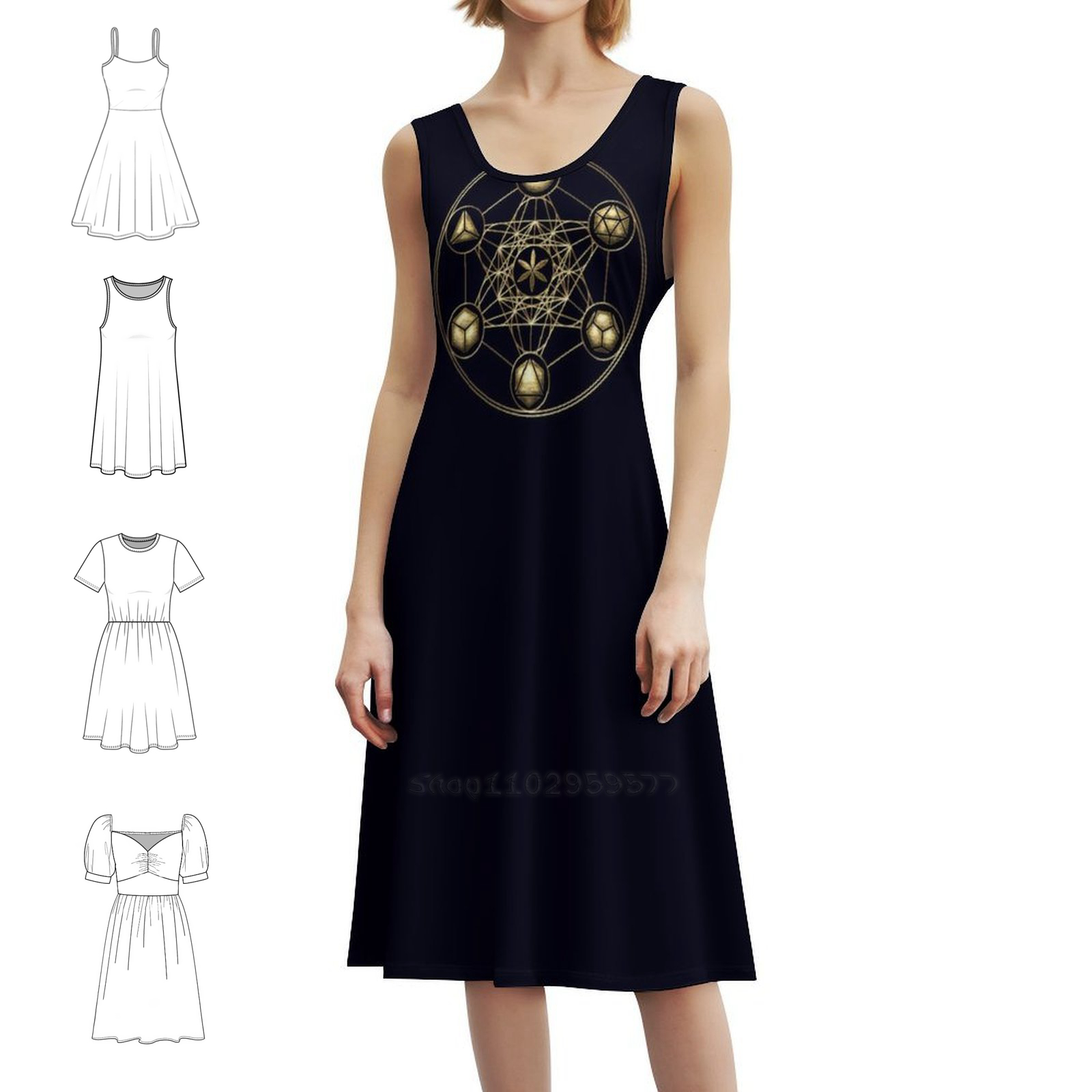 Platonic Solids Metatrons Cube - Women Fashion Gown review and price