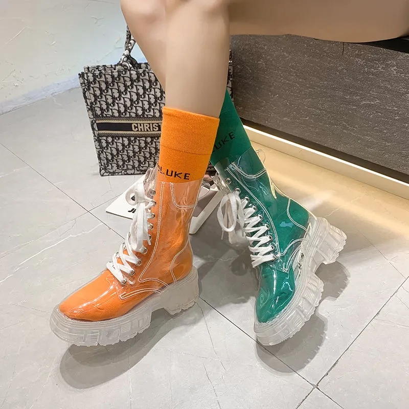 Transparent Platform Boots 202 - Women'S Fashion Rain Boots review and price
