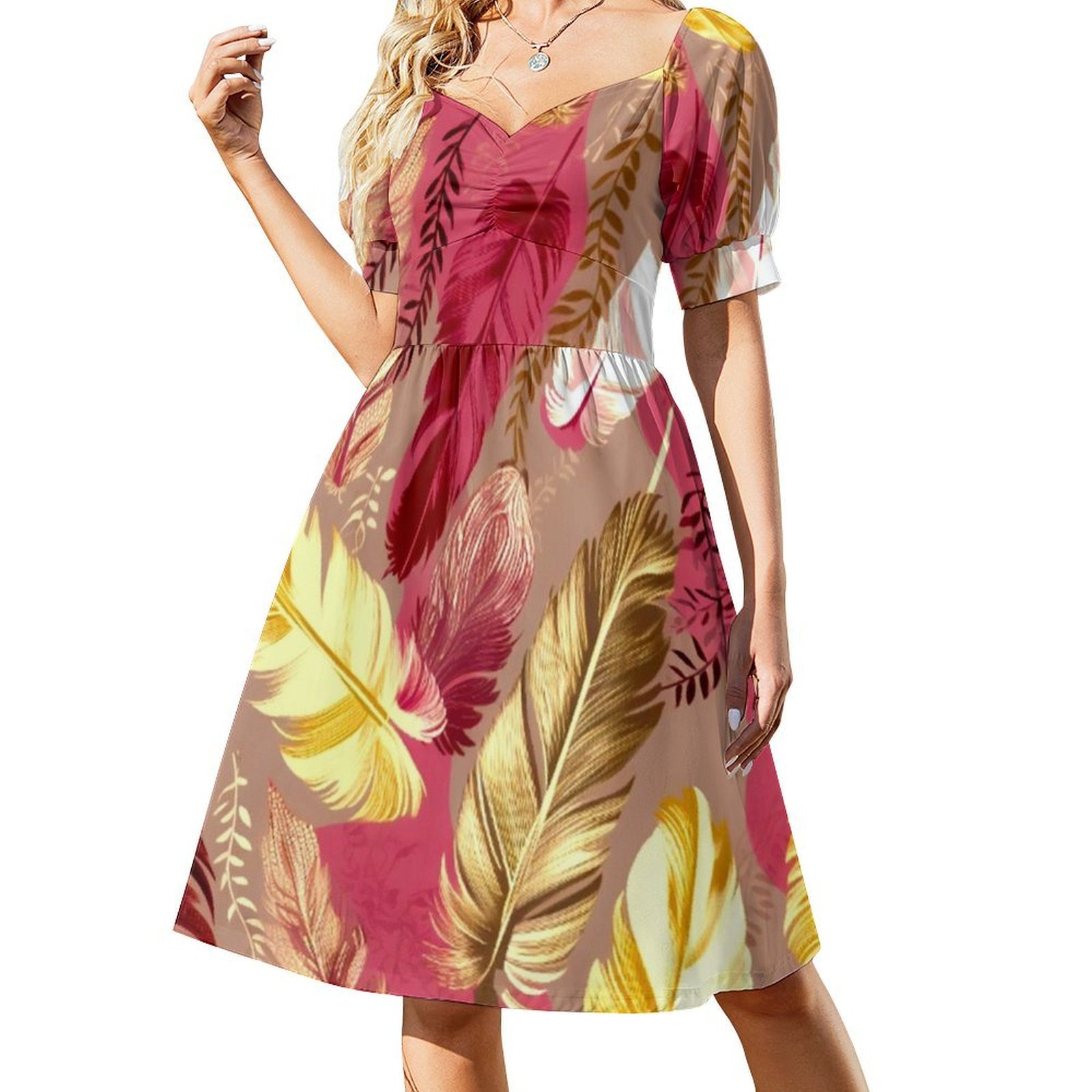 Feathers-Fuchsia Olive Green B - Women Fashion Gown review and price