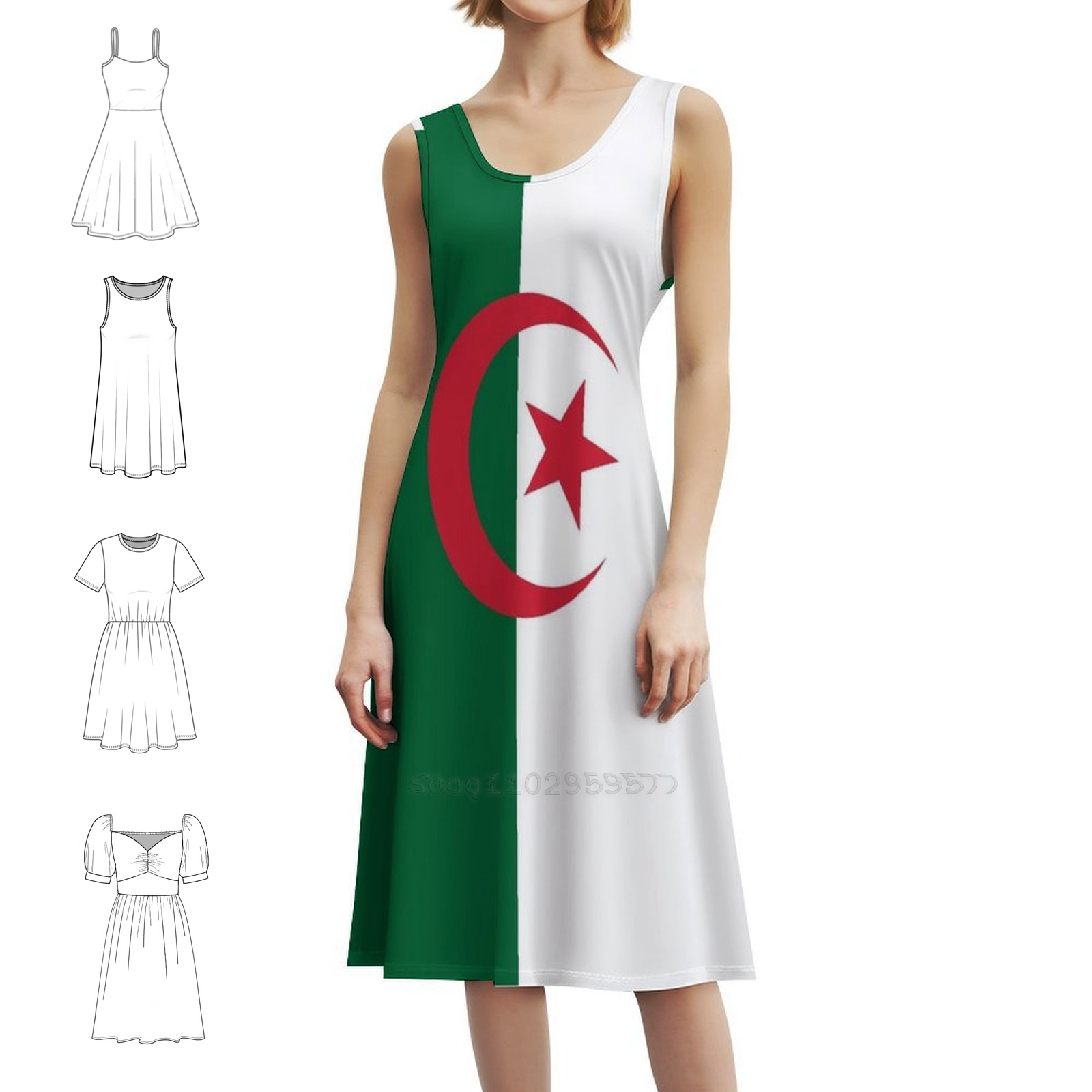 Algerian Flag Boho Chic Dress  - Women Fashion Gown review and price