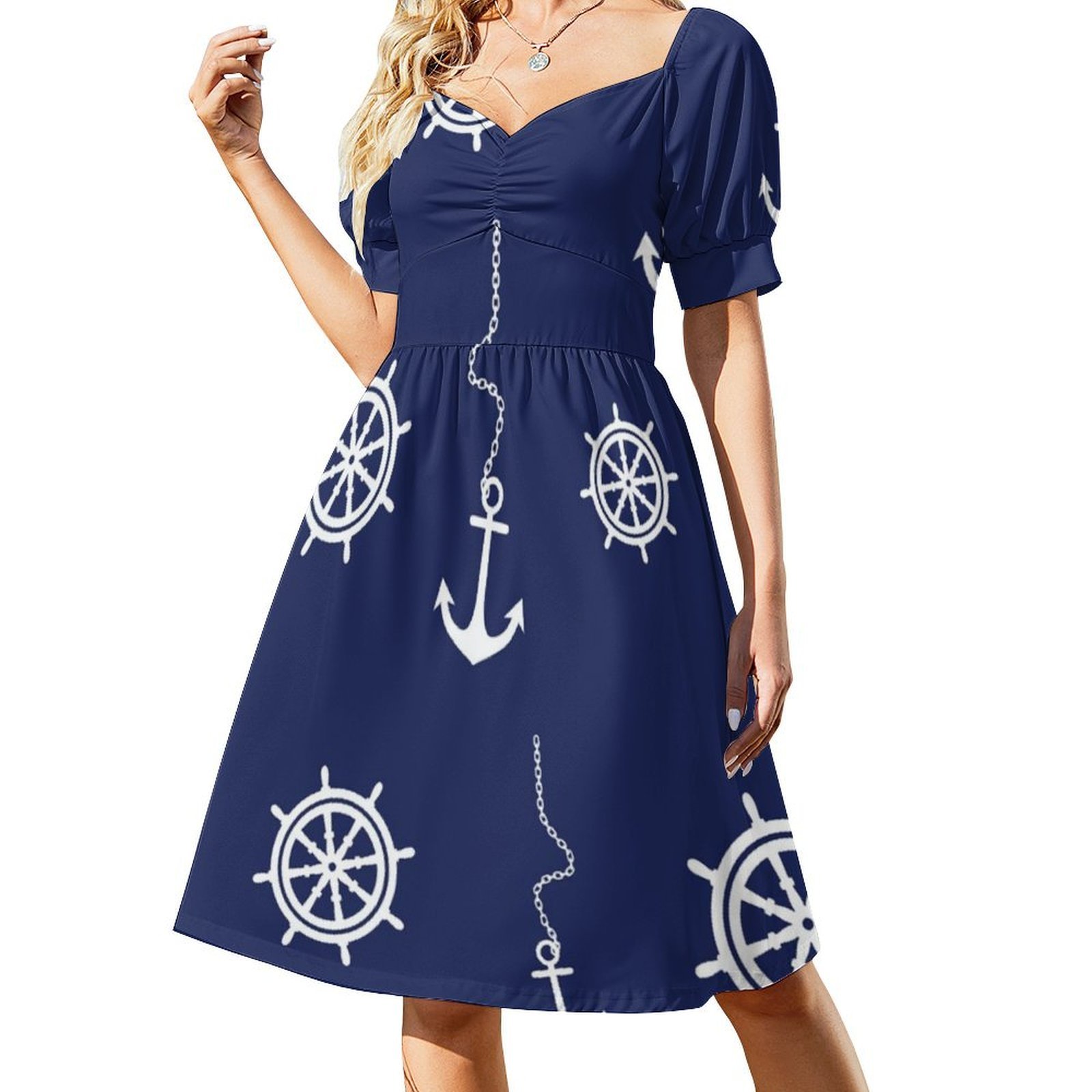 Pattern-Navy And White Anchors - Women Fashion Gown review and price