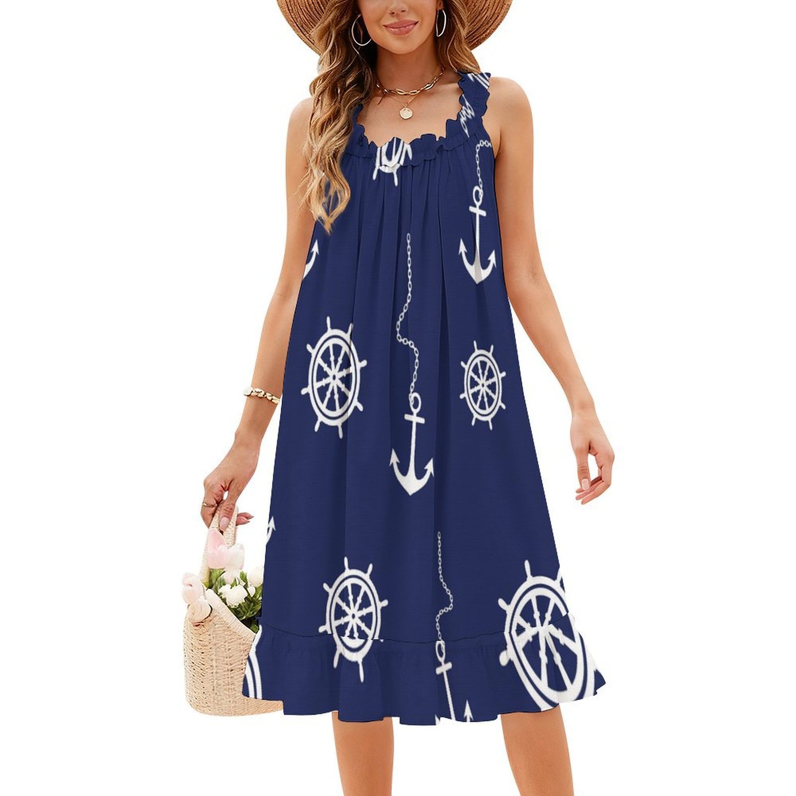 Pattern-Navy And White Anchors - Women Fashion Gown review and price