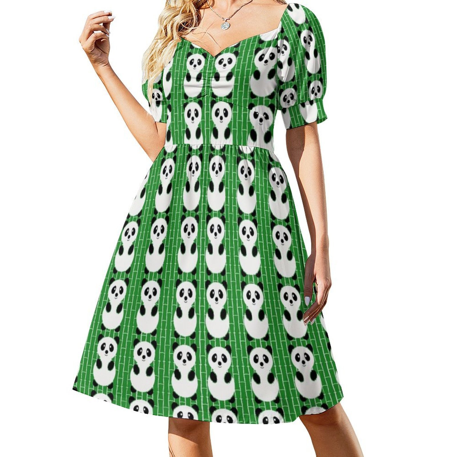 Panda Pattern Boho Chic Dress  - Women Fashion Gown review and price