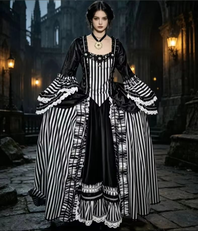 1700s Rococo Black And White S - Women Fashion Gown review and price
