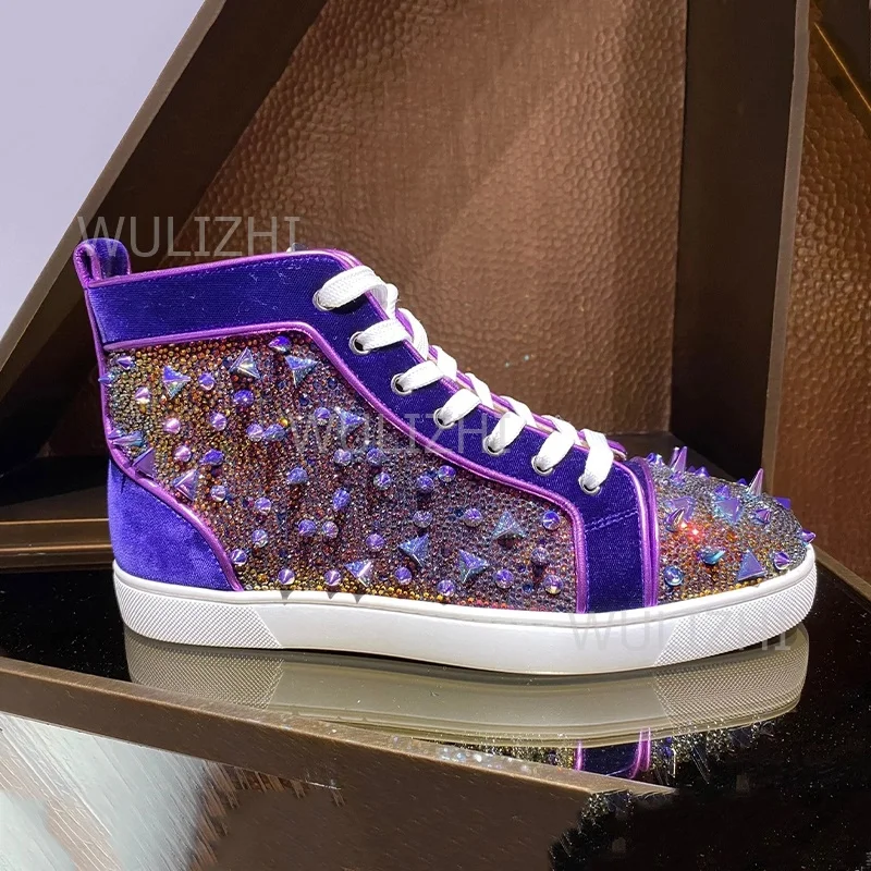 Dark Purple Crystal Rivet Men  - Women'S Fashion Running Shoes review and price